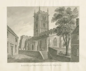 Wolverhampton - Iglesia de San Pedro: dibujo en sepia