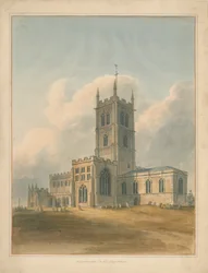 Wolverhampton - Iglesia de San Pedro: pintura en acuarela, 1844