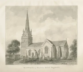 Iglesia de Wombourne: dibujo en sepia, 1845