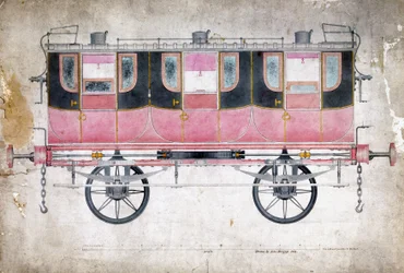 Coche de primera clase del ferrocarril de Manchester y Leeds, c.1844
