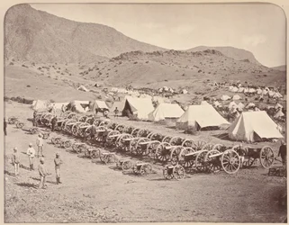 Cañones capturados de Ali Musjid estacionados en las Alturas de Shergai