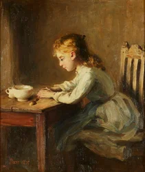 Chica en la mesa del desayuno