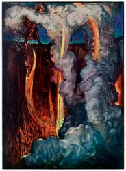La boca del infierno de El progreso del peregrino de este mundo al venidero por John Bunyan (1628-1688) Ilustración de Byam Shaw (1872-1919) mostrando a Cristiano en el Valle de la Sombra de la Muerte