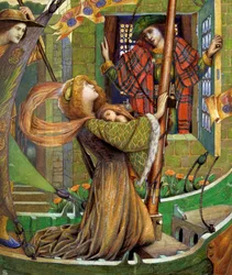 "Love Gregor" Ilustración para la chanson de geste inglesa. Pintura de Byam Shaw (1872-1919) (prerafaelita) Colección particular