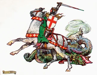 San Jorge y el Dragón, ilustración del libro infantil de la Princesa Marie-José, publicado en 1916