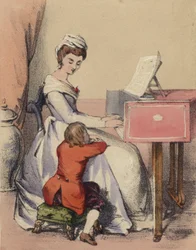 María Antonieta cantando al Delfín, hijo del Rey Luis XVI