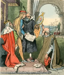 El príncipe mirando los retratos