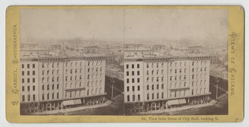 Vista estereográfica desde la cúpula del Ayuntamiento mirando hacia el norte, antes del incendio de Chicago de 1871