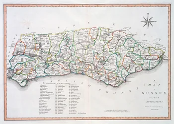 Mapa de Sussex, 26 de marzo de 1805