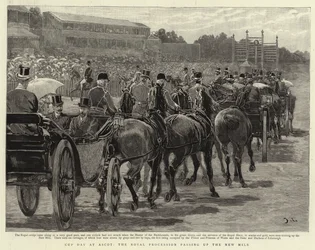 Día de la Copa en Ascot, el desfile real pasando por la Nueva Milla