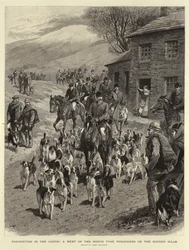 Caza de zorros en el norte, una reunión de los North Tyne Foxhounds en las colinas fronterizas