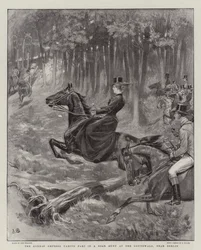 La emperatriz alemana participando en una cacería de jabalíes en el Grunewald, cerca de Berlín