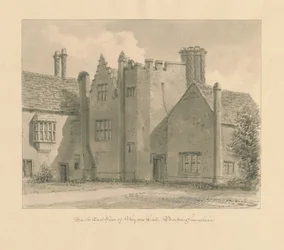 Buckinghamshire - Salón de Chenies: dibujo en sepia, 1824