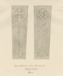 Iglesia de Enville - Lápidas: dibujo en sepia