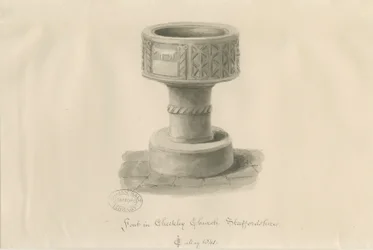 Pila bautismal en la Iglesia de Checkley