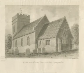 Iglesia de Fradswell: dibujo a tinta sepia