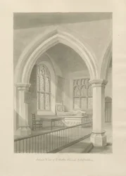 Interior de la Iglesia de Ellastone: dibujo en sepia, 1841