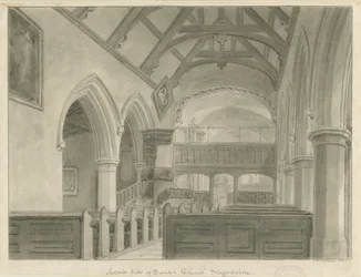 Interior de la Iglesia de Sandon: dibujo en sepia, 1841