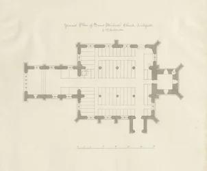 Plano de planta de la Iglesia de St. Michael, Lichfield