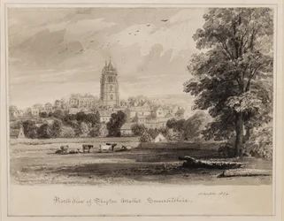 Vista noroeste de Shepton Mallet, Somersetshire