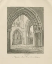 Stafford - Interior de la Iglesia de Santa María: dibujo en sepia, 1841