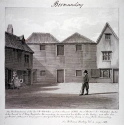 La casa de reuniones del reverendo Whitaker, Long Walk, Bermondsey, Londres, c.1828