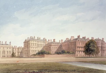 El Tesoro y las casas en Downing Street desde St. James