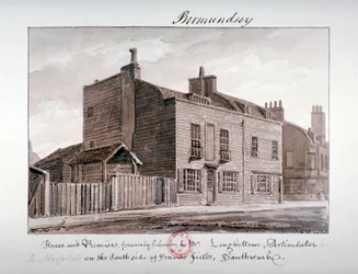 Vista de casas en el lado sur de Snowsfields, Bermondsey, Londres, 1828