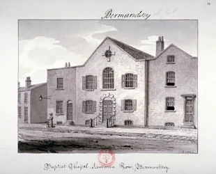 Vista de la Capilla Bautista en Jamaica Row, Bermondsey, Londres, 1826