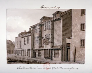 Vista de la taberna Three Tuns en Jacob Street, Bermondsey, Londres, 1828