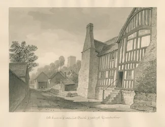 Worcestershire - Droitwich - Dodderhill Old House: dibujo en sepia