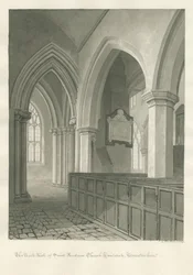 Worcestershire - Droitwich - Interior de la Iglesia de San Andrés: dibujo en sepia