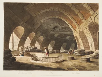 Mercado de Granos, ilustración de Versalles, París y Saint Denis, pub. 1805
