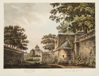 Interior de los Fossores de la Bastilla, Parte del Arsenal, ilustración de Versalles, París y Saint Denis, pub. 1809