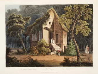 Pequeño Trianón, El Boudoir, ilustración de Versalles, París y Saint Denis, pub. 1805