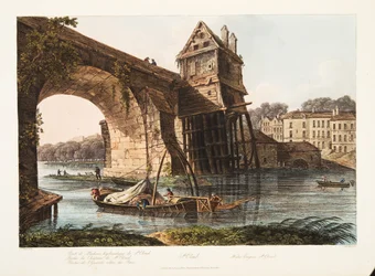 St Cloud, Máquina de Agua, ilustración de Versalles, París y Saint Denis, pub. 1809