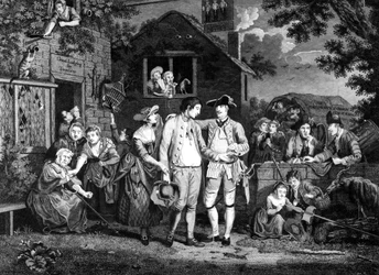 El sargento reclutador, grabado por John Goldar, 1769