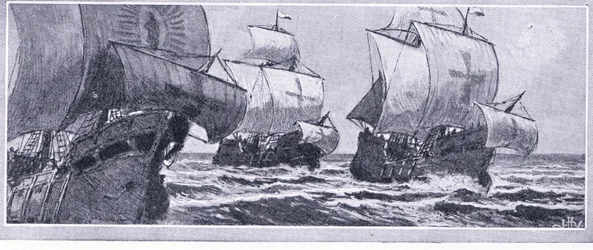 El Último Viaje de Henry Hudson-1610. Abandonado por una tripulación amotinada, Newnes Pictorial Knowledge publicada por Newnes, c.1950s