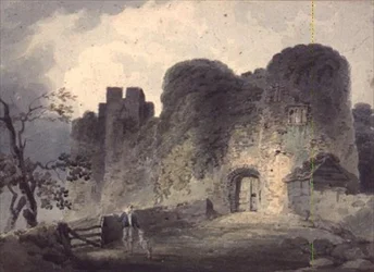 Entrada del Castillo de Carisbrooke, con un Joven y un Cordero cerca de una Puerta