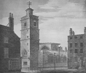 Iglesia de San Bartolomé el Menor, Ciudad de Londres, c1830