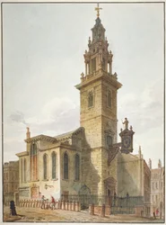 Vista de la Iglesia de St James Garlickhythe, Ciudad de Londres, 1811