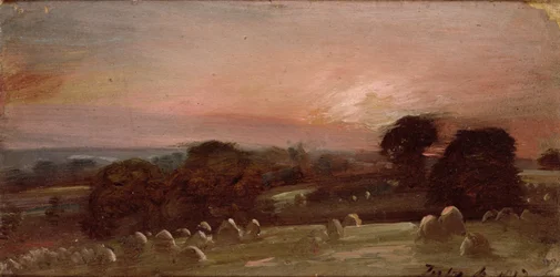 Un campo de heno cerca de East Bergholt al atardecer