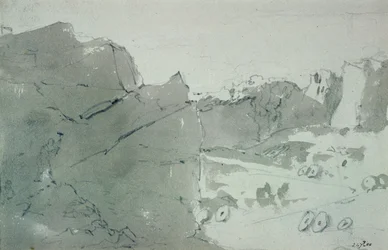 Una cantera de piedras de molino en Derbyshire, 1801