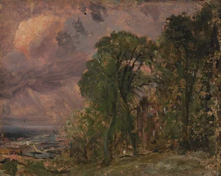 Una vista en Hampstead con tiempo tormentoso