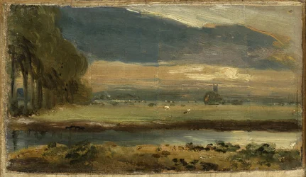 Iglesia de Dedham desde Flatford, c.1810