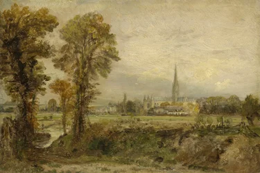 Vista distante de la catedral de Salisbury