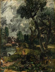 Molino de Flatford desde el puente, c.1814-17 (óleo sobre lienzo)