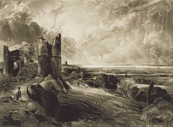 Castillo de Hadleigh, grabado por David Lucas (1802-81) c.1832