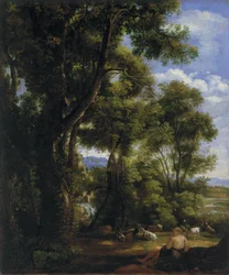 Paisaje con cabrero y cabras
