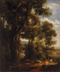 Paisaje con cabrero y cabras